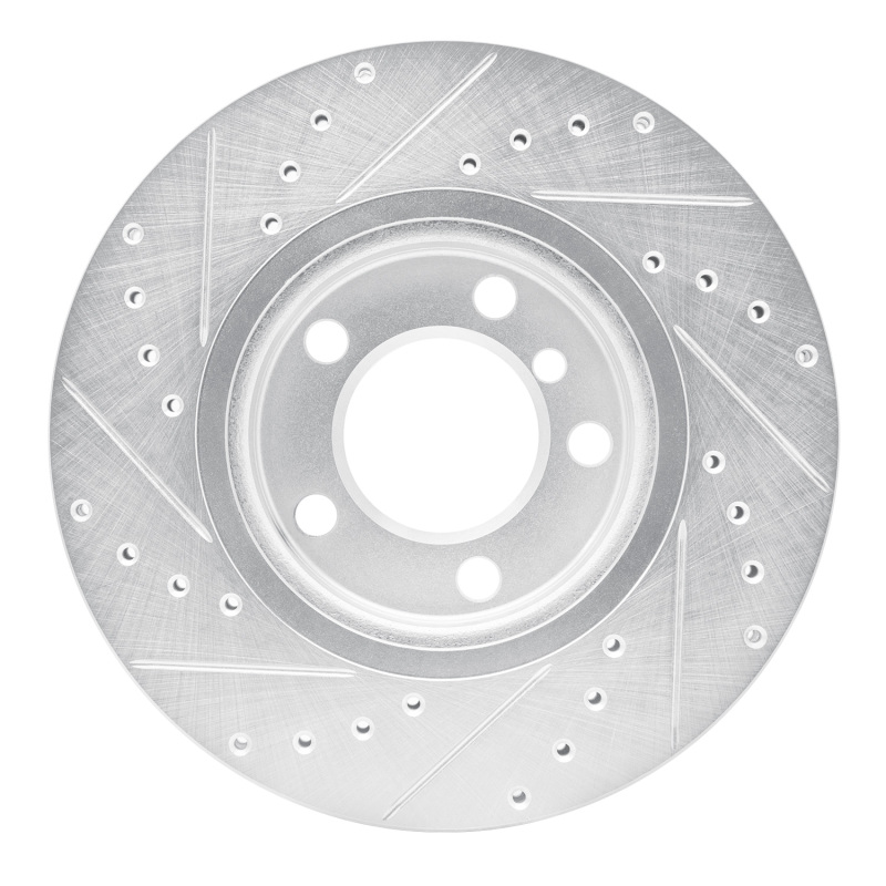 Mini Cooper Countryman Brake Rotor (1) - Front Right - R1 Concepts - Drilled & Slotted - Silver - `11-`16